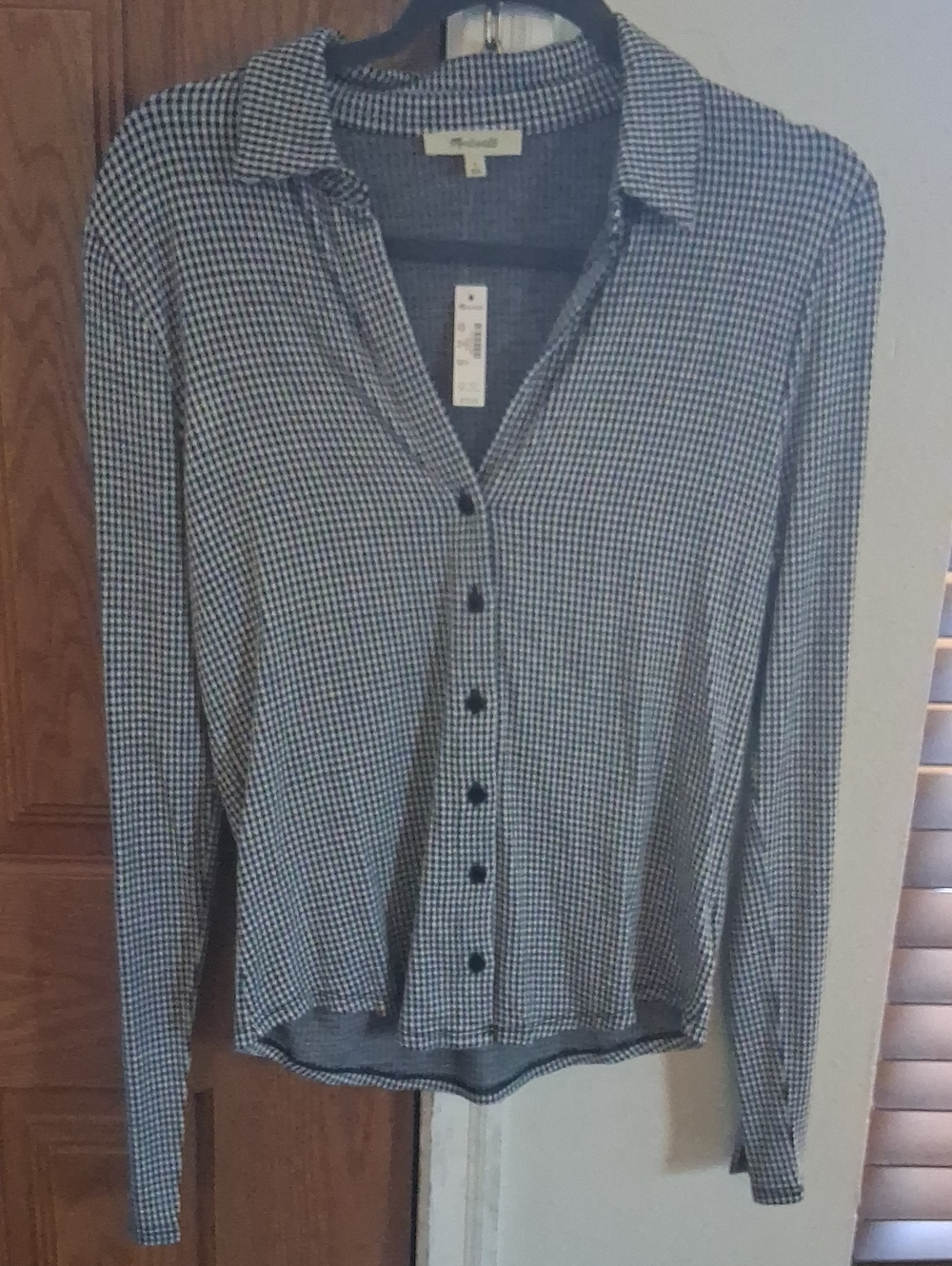 Madewell Navy and White Gingham Button-Front Shirt